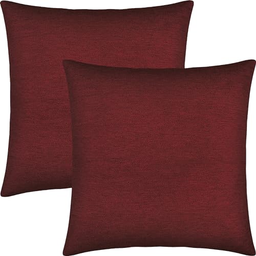 Erwin Müller Kissenhülle York 2er-Pack Chenille dunkelrot Größe 50x50 cm von Erwin Müller