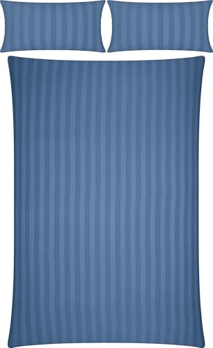 Erwin Müller Mako-Damast Bettwäsche-Set Fürth mit Streifen, Bettbezug, blau Größe 40x80 cm / 200x200 cm - temperaturausgleichend, Kochfest, mit Reißverschluss, 100% Baumwolle von Erwin Müller