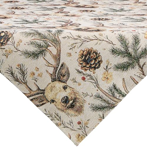 Erwin Müller Mitteldecke, Tischwäsche Hirsch braun-grün Größe 100x100 cm - edel und robuster Stoff, pflegeleicht, strapazierstark und beständig von Erwin Müller