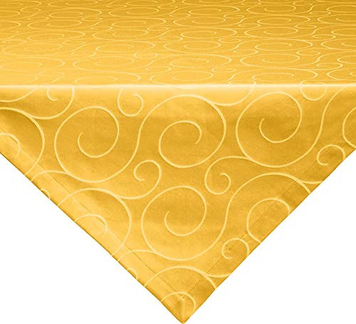 Erwin Müller Mitteldecke, Tischdecke Oberhausen, Jacquard Ranken Curry Größe 100x100 cm - pflegeleicht, bügelleicht, mit Kuvertsaum Erwin Müller Mitteldecke, Tischdecke Oberhausen, Jacquard Ranken Curry Größe 100x100 cm - pflegeleicht, bügelleicht, mit Kuvertsaum von Erwin Müller