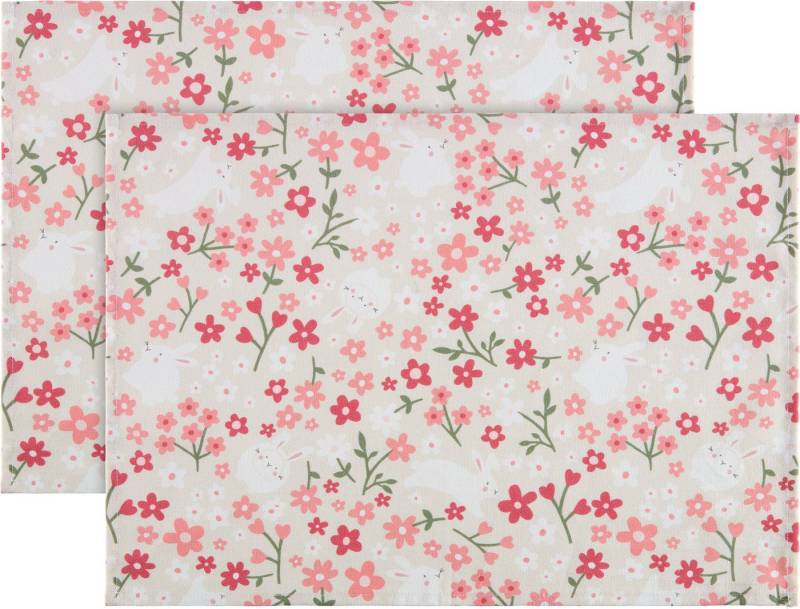 Erwin Müller Platzset Tischset "Häschen" 2er-Pack, (2-St), Baumwolle Blumen von Erwin Müller