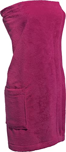 Erwin Müller Sauna-Kilt, Saunatuch, Sarong Damen - außen weicher Velours, innen saugstarker Frottee, mit Druckknopfleiste und Gummizug - Fuchsia Größe 36/38-44/46 (75x150 cm) von Erwin Müller