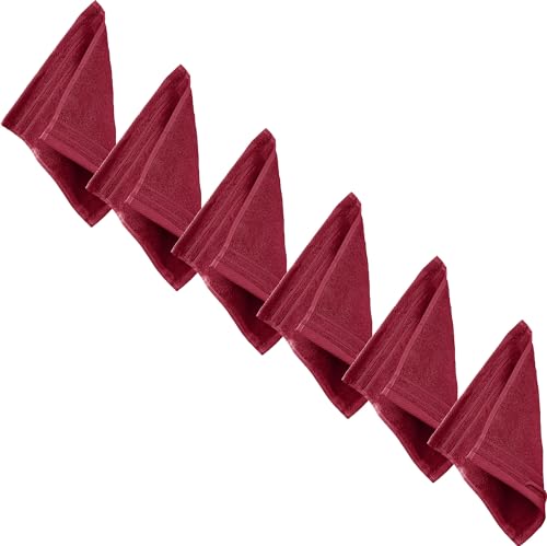Erwin Müller Seiftuch Heidelberg 6er- Pack, 100% Baumwolle weinrot Größe 30x30 cm - weiche Qualität, saugstark und strapazierfähig - praktisch durch Schlaufe von Erwin Müller