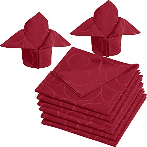 Erwin Müller Stoff-Serviette Oberhausen 8er- Pack, Jacquard Ranken Rubin Größe 50x50 cm - pflegeleicht, bügelleicht von Erwin Müller