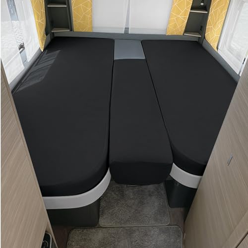 Erwin Müller Spannbettlaken 3er-Set für Wohnmobil oder Wohnwagen - Heckbett, anthrazit Größe 70x190 cm - 85x210 cm (2X) + 35x130-50x145 - Multi-Stretch Jersey von Erwin Müller