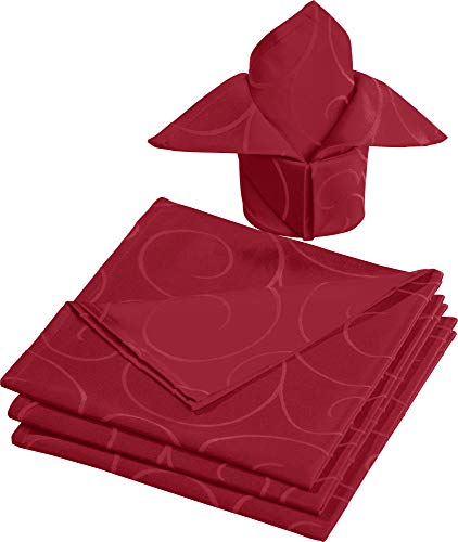 Erwin Müller Stoff-Serviette Oberhausen 4er- Pack, Jacquard Ranken Rubin Größe 50x50 cm - pflegeleicht, bügelleicht von Erwin Müller