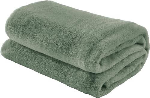Erwin Müller Teddy-Fleece-Wohndecke Salerno, Fleece-Decke, Kuscheldecke Pistazie Größe 150x200 cm - flauschig weich, pflegeleicht von Erwin Müller