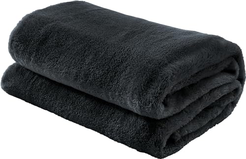 Erwin Müller Teddy-Fleece-Wohndecke Salerno, Fleece-Decke, Kuscheldecke anthrazit Größe 200x220 cm - flauschig weich, pflegeleicht von Erwin Müller