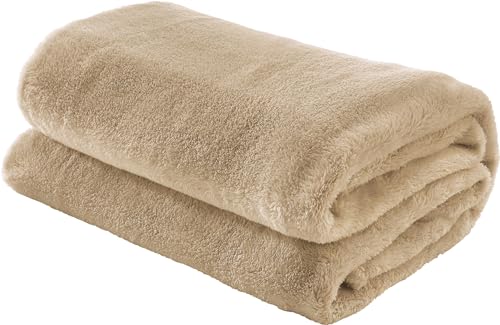 Erwin Müller Teddy-Fleece-Wohndecke Salerno, Fleece-Decke, Kuscheldecke beige Größe 200x220 cm - flauschig weich, pflegeleicht von Erwin Müller