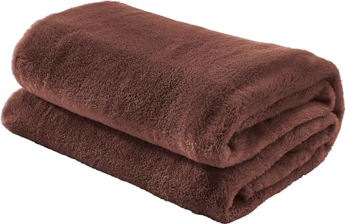 Erwin Müller Teddy-Fleece-Wohndecke Salerno, Fleece-Decke, Kuscheldecke Dunkelbraun Größe 200x220 cm - flauschig weich, pflegeleicht von Erwin Müller
