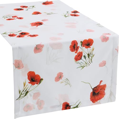Erwin Müller Tischläufer Mohnblume rot Größe 50x150 cm - robuste, strapazierfähige Qualität von Erwin Müller
