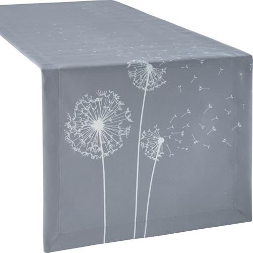 Erwin Müller Tischläufer Pusteblume grau-weiß Größe 40x170 cm von Erwin Müller