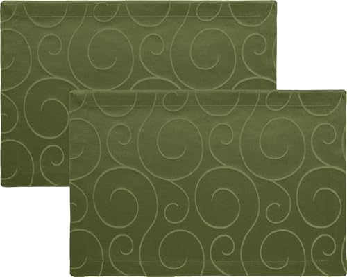 Erwin Müller Tischset im 2er-Pack, Platzset Oberhausen, Damast Ranken dunkelgrün Größe 35x50 cm - pflegeleicht, bügelleicht, mit Kuvertsaum Erwin Müller Tischset im 2er-Pack, Platzset Oberhausen, Damast Ranken dunkelgrün Größe 35x50 cm - pflegeleicht, bügelleicht, mit Kuvertsaum von Erwin Müller