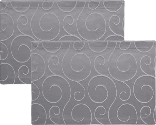 Erwin Müller Tischset im 2er-Pack, Platzset Oberhausen, Damast Ranken grau Größe 35x50 cm - pflegeleicht, bügelleicht, mit Kuvertsaum Erwin Müller Tischset im 2er-Pack, Platzset Oberhausen, Damast Ranken grau Größe 35x50 cm - pflegeleicht, bügelleicht, mit Kuvertsaum von Erwin Müller