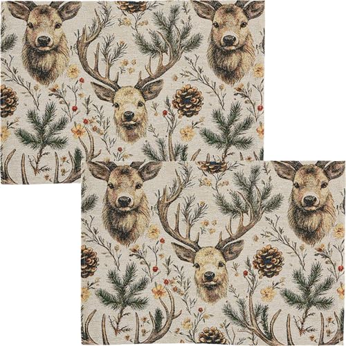 Erwin Müller Tischset 2er-Pack Hirsch braun-grün Größe 35x50 cm - edel und robuster Stoff, pflegeleicht, strapazierstark und beständig von Erwin Müller