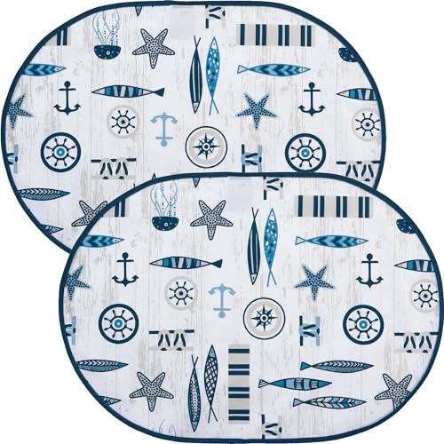 Erwin Müller Tischset 2er-Pack abwaschbar blau Größe oval: 35x50 cm von Erwin Müller