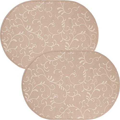 Erwin Müller Tischset Essen 2er-Pack abwaschbar Taupe Größe oval: 35x50 cm von Erwin Müller