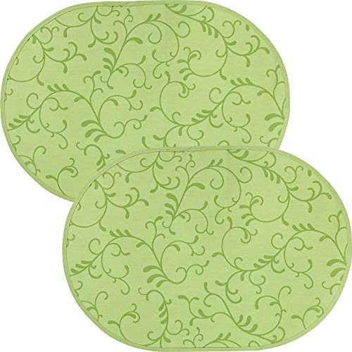 Erwin Müller Tischset Essen 2er-Pack abwaschbar hellgrün Größe oval: 35x50 cm von Erwin Müller