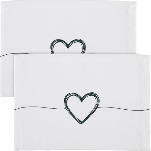 Erwin Müller Tischset Herz 2er-Pack weiß-schwarz Größe 35x50 cm von Erwin Müller