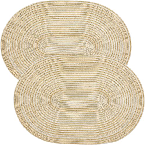 Erwin Müller Tischset Silves 2er-Pack Natur Größe oval: 33x48 cm - in Flechtstruktur, Schutz vor Kratzern und Flecken, feucht abwischbar, besonders pflegeleicht und strapazierfähig von Erwin Müller