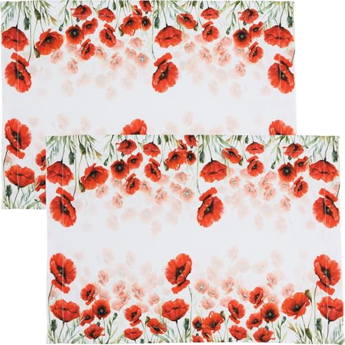Erwin Müller Tischset abgepasst 2er-Pack Mohnblume rot Größe 35x50 cm - robuste, strapazierfähige Qualität von Erwin Müller