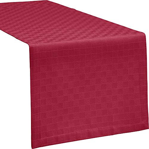 Erwin Müller Tischwäsche, Tischläufer Jacquard Karo, Paderborn Rubin Größe 40x170 cm - fleckabweisend, schmutzunempfindlich und leicht zu reinigen (weitere Farben, Größen) von Erwin Müller