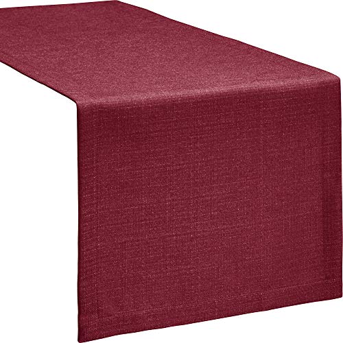 Erwin Müller Tischwäsche, Tischläufer Uni, Krefeld weinrot Größe 40x130 cm - fleckabweisend, schmutzunempfindlich und leicht zu reinigen, Leinen-Optik (weitere Farben, Größen) von Erwin Müller