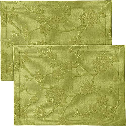 Erwin Müller Tischwäsche, Tischset 2er-Pack mit Jaquardmuster, Serie Arnsberg apfelgrün Größe 35x50 cm - Robustes Gewebe ist bügelleicht und Lange haltbar, mit hochwertigem Kuvertsaum (weitere Farben von Erwin Müller