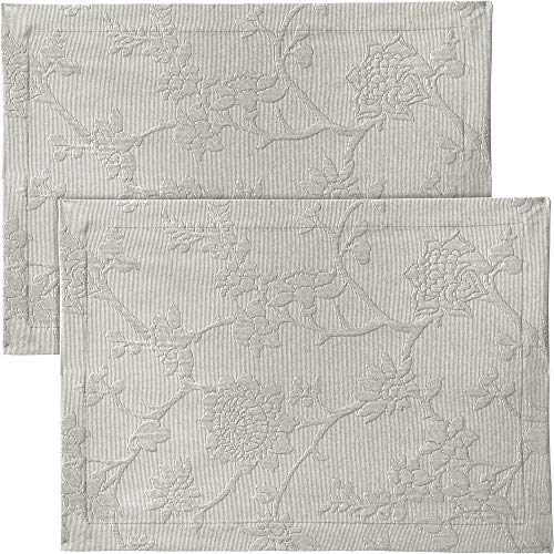 Erwin Müller Tischwäsche, Tischset 2er-Pack mit Jaquardmuster, Serie Arnsberg hellgrau Größe 35x50 cm - Robustes Gewebe ist bügelleicht und Lange haltbar, mit hochwertigem Kuvertsaum (weitere Farben) von Erwin Müller