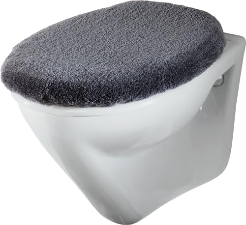 Erwin Müller WC-Deckelbezug Marmor Uni grau Größe 47x50 cm - weich und flauschig, mit Schnürung von Erwin Müller