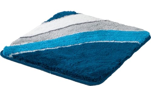 Erwin Müller WC-Vorlage Veria mit Wellenmuster Petrol-Creme Größe 50x50 cm - flauschig weicher Flor, Unterseite rutschhemmend, für Fußbodenheizung geeignet Erwin Müller WC-Vorlage Veria mit Wellenmuster Petrol-Creme Größe 50x50 cm - flauschig weicher Flor, Unterseite rutschhemmend, für Fußbodenheizung geeignet von Erwin Müller