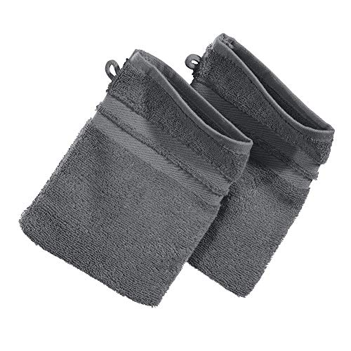 Erwin Müller Walk-Frottier Bio Waschhandschuh im 2er-Pack, Serie Tübingen grau Größe 16x21 cm - eine Luxus-Qualität der absoluten Spitzenklasse, enorm saugstark, 100% Baumwolle von Erwin Müller