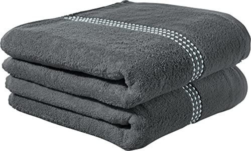 Erwin Müller Walk-Frottier Duschtuch 2er-Pack Mannheim Uni anthrazit Größe 70x140 cm - schnell trocknend und extra saugstark, praktisch durch beidseitige Schlaufen, 100% Baumwolle von Erwin Müller