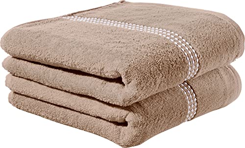Erwin Müller Walk-Frottier Duschtuch 2er-Pack Mannheim Uni beige Größe 70x140 cm - schnell trocknend und extra saugstark, praktisch durch beidseitige Schlaufen, 100% Baumwolle von Erwin Müller