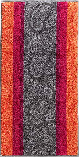 Erwin Müller Walk-Frottier Handtuch Paisleymuster orange Größe 50x100 cm - schnell trocknend und extra saugstark, praktisch durch beidseitige Schlaufen, 100% Baumwolle von Erwin Müller