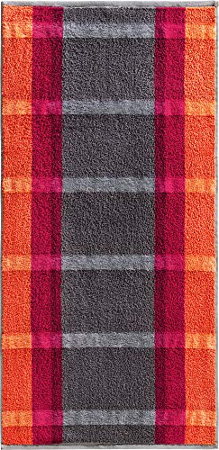 Erwin Müller Walk-Frottier Handtuch Streifenmuster orange Streifen Größe 50x100 cm - schnell trocknend und extra saugstark, praktisch durch beidseitige Schlaufen, 100% Baumwolle von Erwin Müller