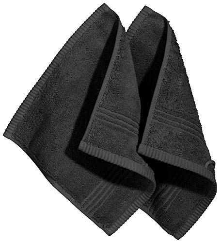 Erwin Müller Walk-Frottier Seiftuch Konstanz im 2er-Pack anthrazit Größe 30x30 cm - besonders hochwertig und ultrasaugstark, praktisch durch beidseitige Schlaufen, 100% Baumwolle von Erwin Müller