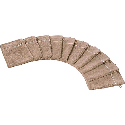 Erwin Müller Walk-Frottier Waschhandschuh 10er-Pack Mannheim Uni beige Größe 16x21 cm - schnell trocknend und extra saugstark, kuschelig weich, farbenfroh, 100% Baumwolle von Erwin Müller