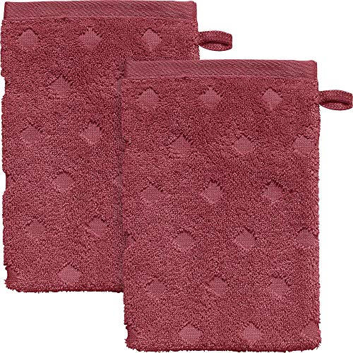 Erwin Müller Walk-Frottier Waschhandschuh 2er-Pack Baden Baden - extra saugstark, schnell trocknend, samtweich - Bordeaux Größe 15x21 cm von Erwin Müller