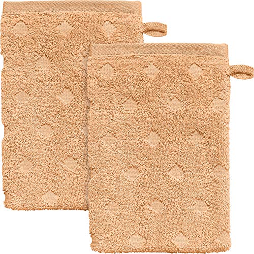 Erwin Müller Walk-Frottier Waschhandschuh 2er-Pack Baden Baden - extra saugstark, schnell trocknend, samtweich - apricot Größe 15x21 cm von Erwin Müller