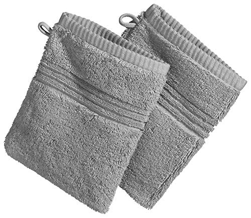 Erwin Müller Walk-Frottier Waschhandschuh Konstanz im 2er-Pack Silber Größe 15x21 cm - besonders hochwertig und ultrasaugstark, 100% Baumwolle von Erwin Müller