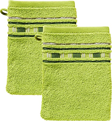 Erwin Müller Waschhandschuh, Waschlappen 2er-Pack - Achern grün Größe 16x21 cm - 500g/m² - schnell trocknend, extra saugstark von Erwin Müller