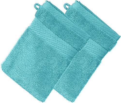 Erwin Müller Waschhandschuh Friedrichshafen 2er- Pack, 100% Baumwolle türkis Größe 15x21 cm - Premium-Qualität, unvergleichlich saugfähig, hautsympatisch, formstabil (weitere Farben) von Erwin Müller