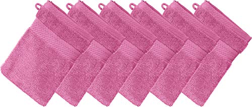 Erwin Müller Waschhandschuh Friedrichshafen 6er- Pack, 100% Baumwolle rosa Größe 15x21 cm - Premium-Qualität, unvergleichlich saugfähig, hautsympatisch, formstabil (weitere Farben) von Erwin Müller