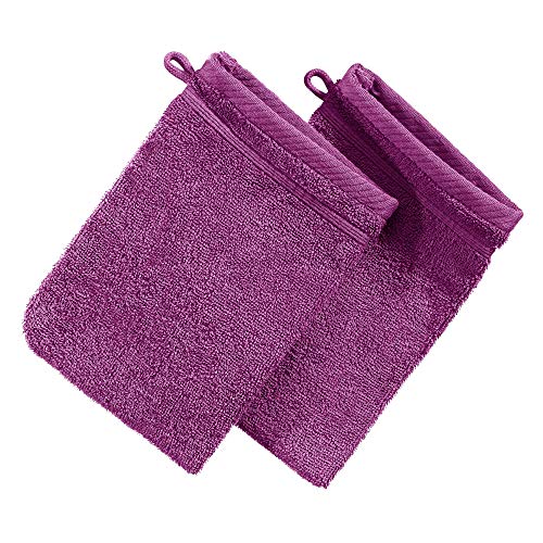 Erwin Müller Waschhandschuh Heidelberg 2er- Pack, 100% Baumwolle Fuchsia Größe 15x21 cm - weiche Qualität, saugstark und strapazierfähig - praktisch durch Schlaufe (weitere Farben) von Erwin Müller