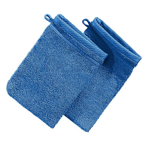 Erwin Müller Waschhandschuh Heidelberg 2er- Pack, 100% Baumwolle Royalblau Größe 15x21 cm - weiche Qualität, saugstark und strapazierfähig - praktisch durch Schlaufe (weitere Farben) von Erwin Müller