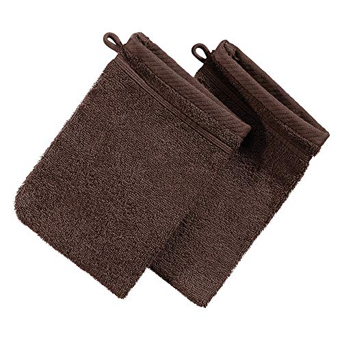 Erwin Müller Waschhandschuh Heidelberg 2er- Pack, 100% Baumwolle braun Größe 15x21 cm - weiche Qualität, saugstark und strapazierfähig - praktisch durch Schlaufe (weitere Farben) von Erwin Müller