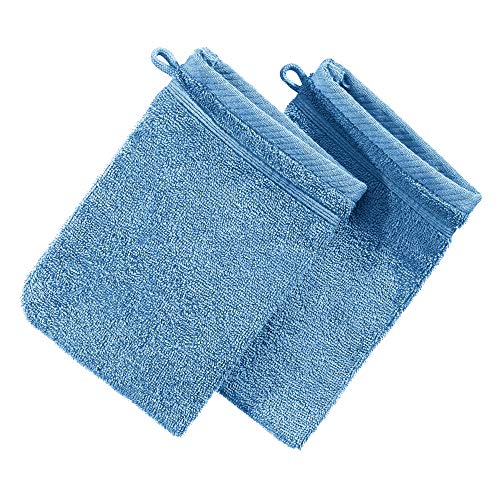 Erwin Müller Waschhandschuh Heidelberg 2er- Pack, 100% Baumwolle hellblau Größe 15x21 cm - weiche Qualität, saugstark und strapazierfähig - praktisch durch Schlaufe (weitere Farben) von Erwin Müller