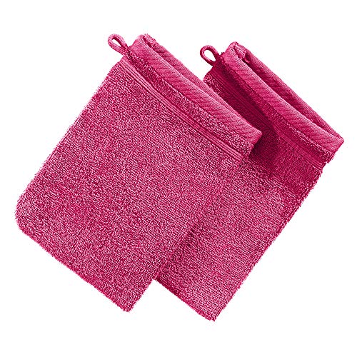 Erwin Müller Waschhandschuh Heidelberg 2er- Pack, 100% Baumwolle pink Größe 15x21 cm - weiche Qualität, saugstark und strapazierfähig - praktisch durch Schlaufe (weitere Farben) von Erwin Müller