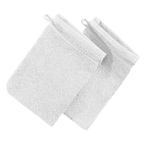 Erwin Müller Waschhandschuh Heidelberg 2er- Pack, 100% Baumwolle weiß Größe 15x21 cm - weiche Qualität, saugstark und strapazierfähig - praktisch durch Schlaufe (weitere Farben) von Erwin Müller
